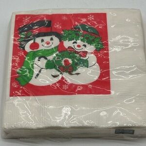 Vtg Hallmark Snowman Luncheon Napkins Pk of 16 Christmas Dinner  6 5/8" x 6 5/8"